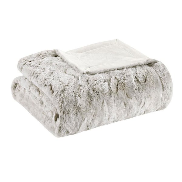 Snow Leopard Oversized Faux Fur Throw Blanket