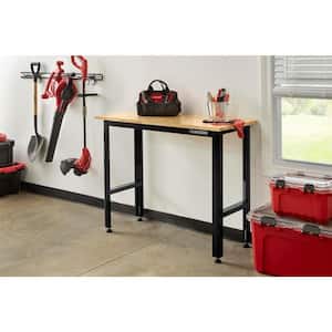 Ready-To-Assemble 4 ft. Solid Wood Top Workbench in Black