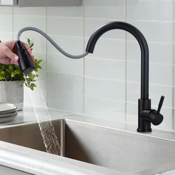 Single Handle Pull Down Sprayer Kitchen Faucet with Touchless Sensor Stainless Steel in Matte Black
