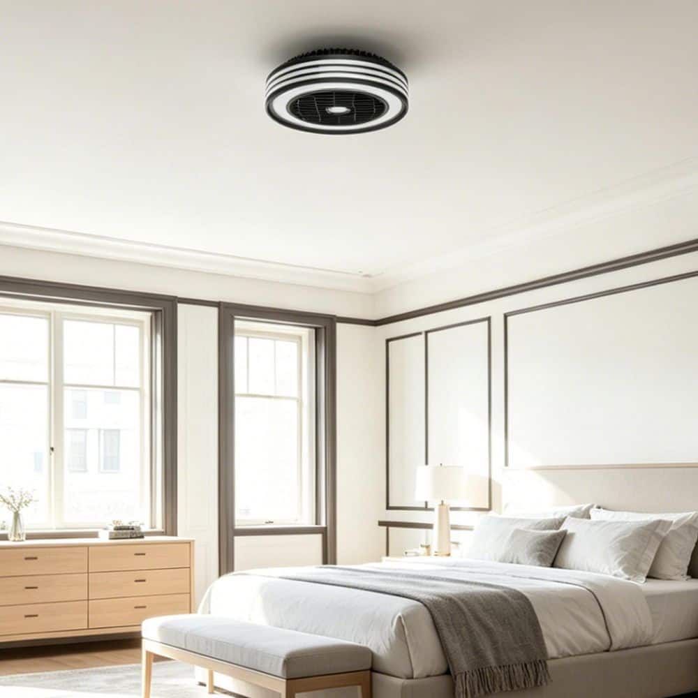 20 in. Smart Indoor White Low Profile Ceiling Fan with Integrated LED Small Flush Mounted Ceiling Fan with Remote price history on PriceWatchPro