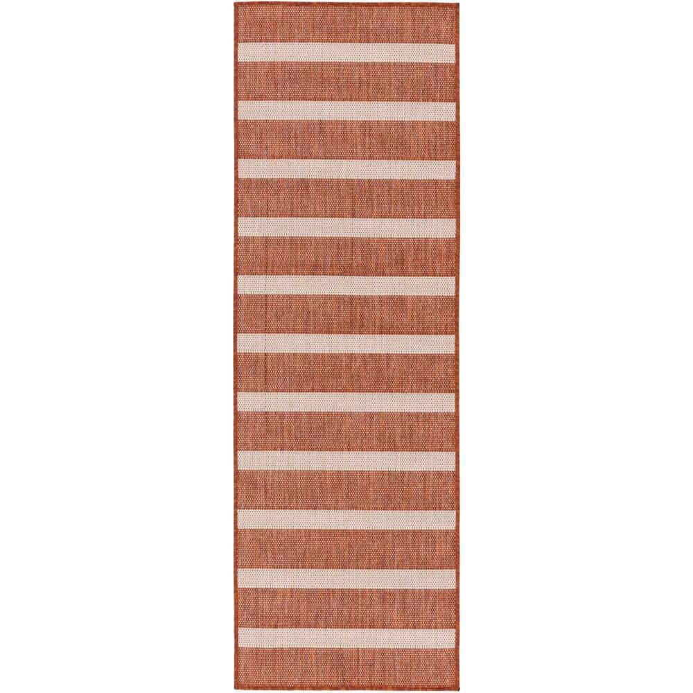 Positano Terracotta Ivory 2 ft. x 8 ft. Stripes Contemporary Runner Area Rug price history on PriceWatchPro