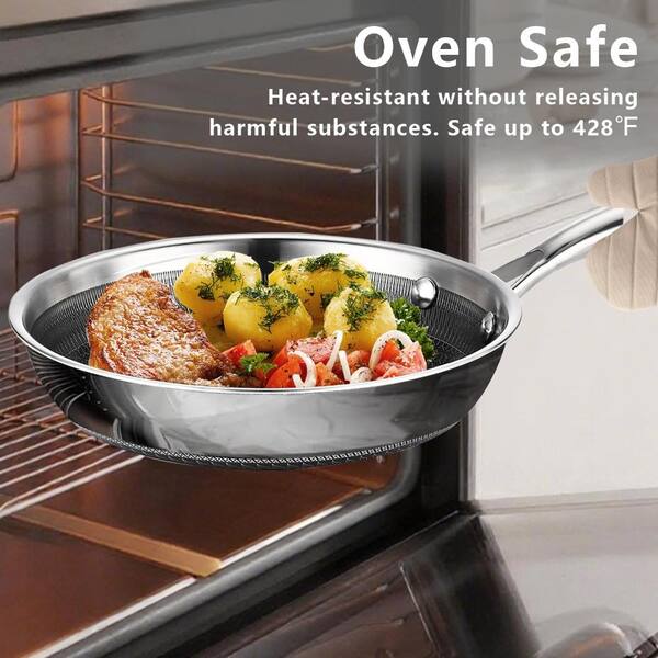 9.5 Inch Ceramic Nonstick Frying Pan Stainless Steel Skillet PFAS