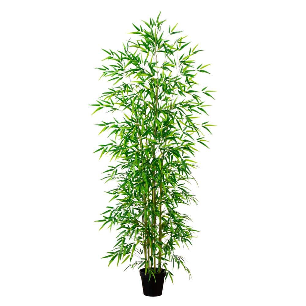 Nearly Natural 8 Ft. Artificial Green Bamboo Tree in Nursery Pot