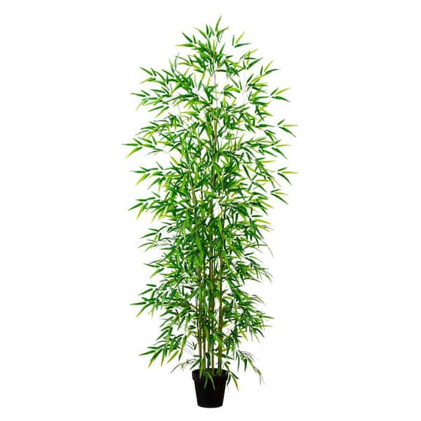 Nearly Natural 8 Ft. Artificial Green Bamboo Tree in Nursery Pot