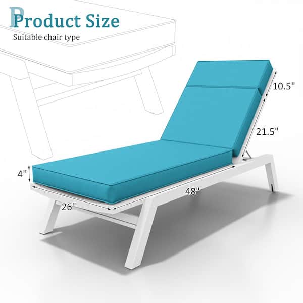 80 in. x 26 in. x 4 in. (2-Pack) Outdoor Water-Resistant Replacement Chaise Lounge Seat Cushion Lake Blue