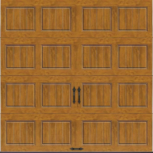Clopay Gallery Steel Short Panel 8 ft x 8 ft Insulated 18.4 R-Value Wood Look Medium Garage Door without Windows