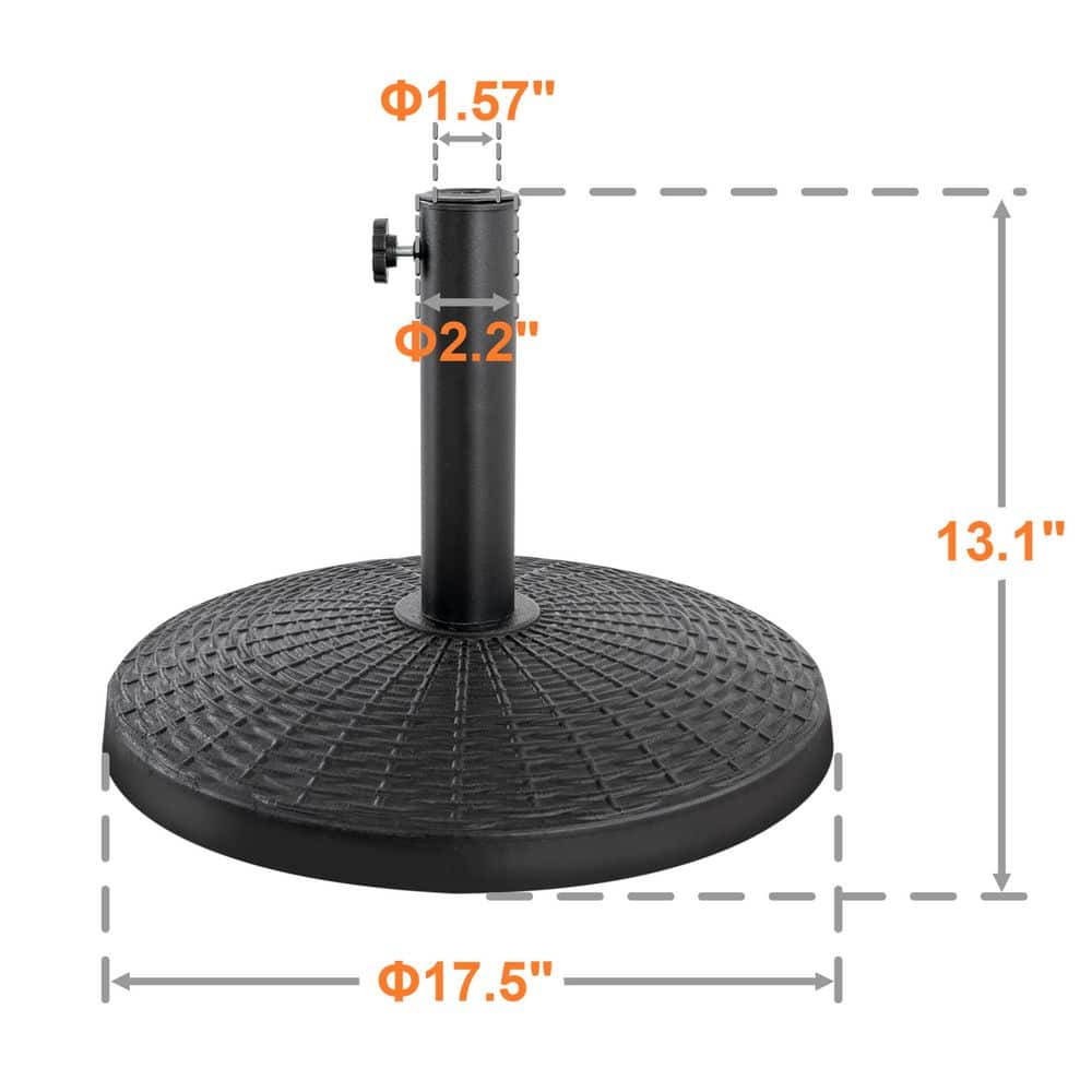 Black Heavy-Duty Round Concrete Patio Umbrella Base