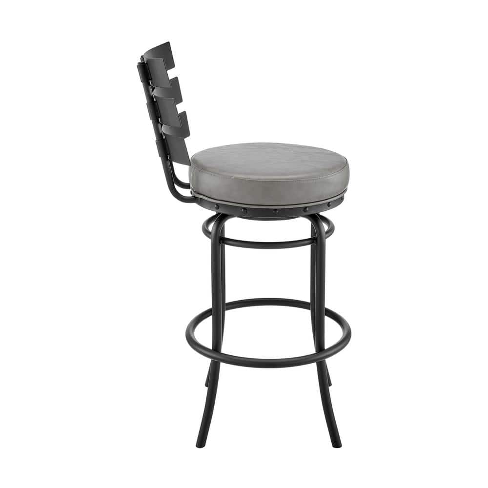 Chic Industrial Edge Adjustable Gray Faux Leather Swivel Stool