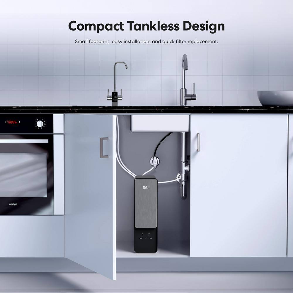 Brio Black Stainless Steel Tankless Under-Sink Water Filtration System