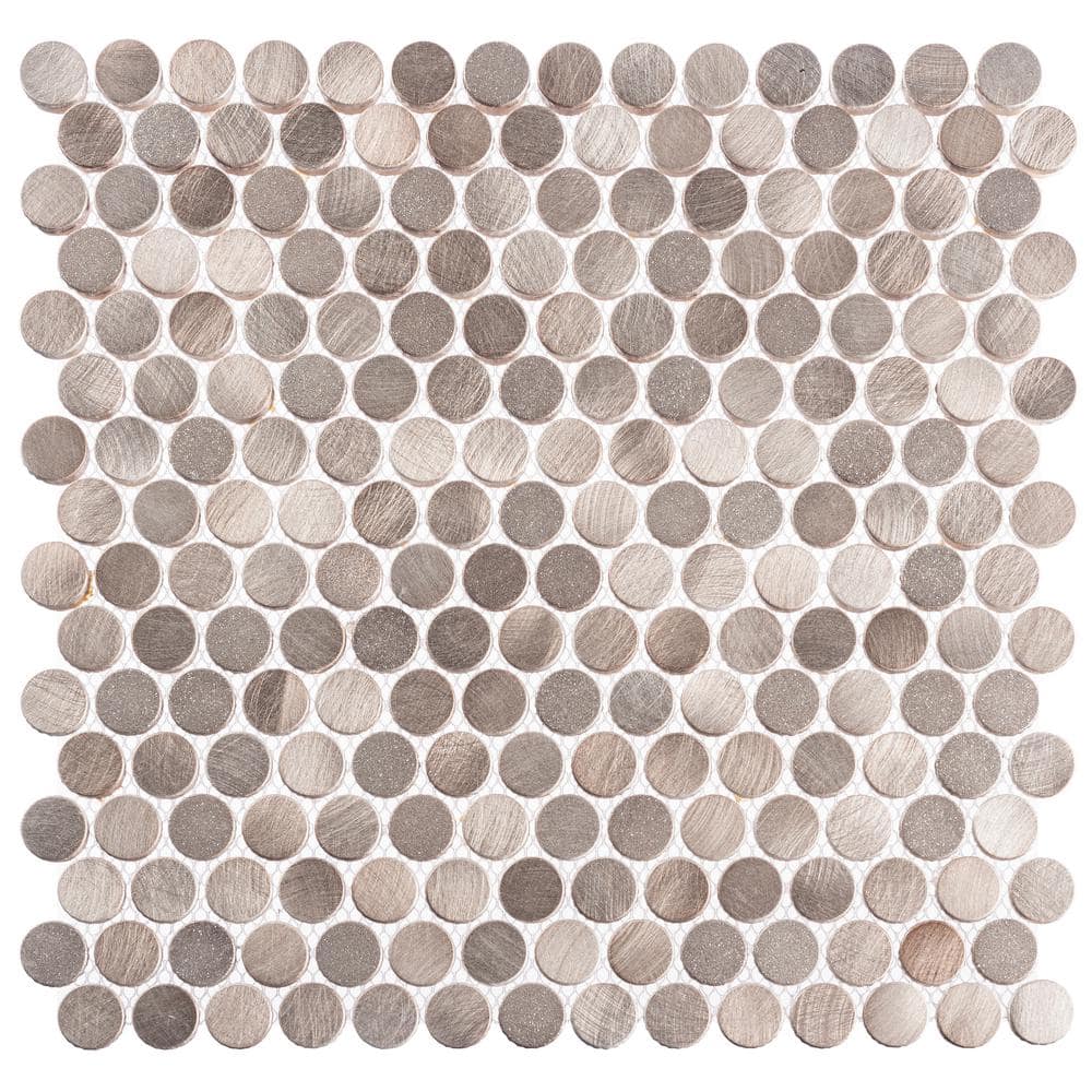 Orb Tanne Silver/Gold/Gray 11-4/5 in. x 11-4/5 in. Penny Round Smooth Metal