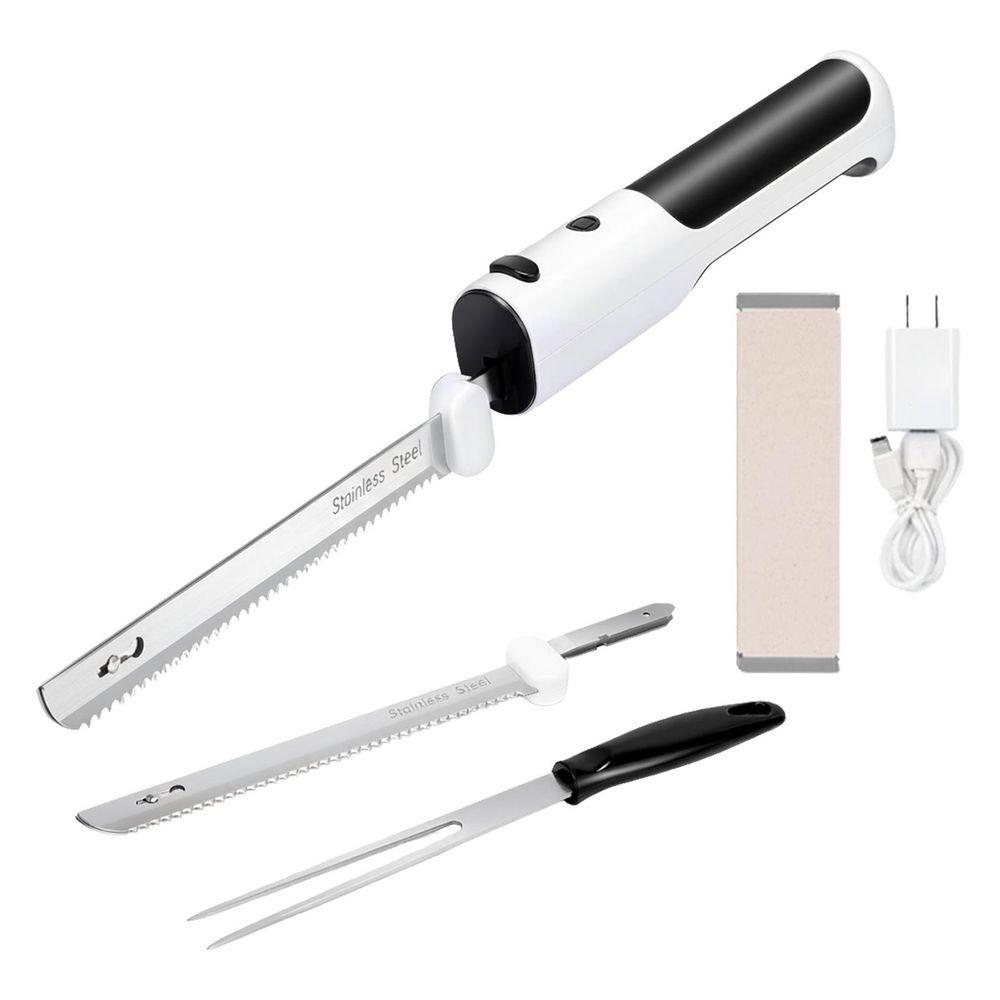 11 in. Stainless Steel Electric Knife with Ergonomic Handle for Carving Meats Poultry Bread and Crafting