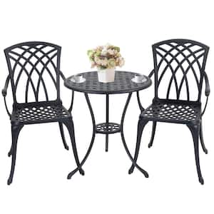 Outdoor 3 Piece Bistro Set Cast Aluminum Bistro Table and Chairs, All Weather Bistro Patio Set