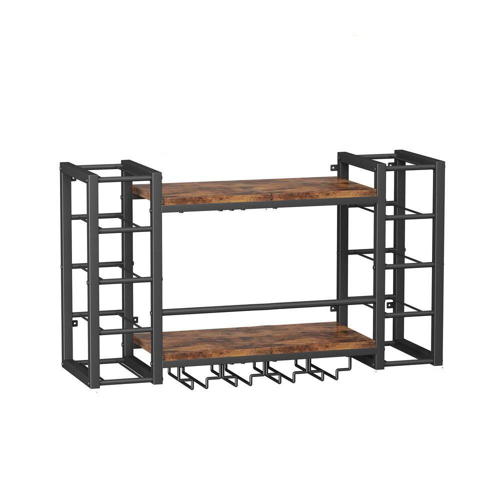 19.7 in. H x 31.9 in. W 40-Bottle Black Metal Wall Mount Wine Rack Kitchen Storage