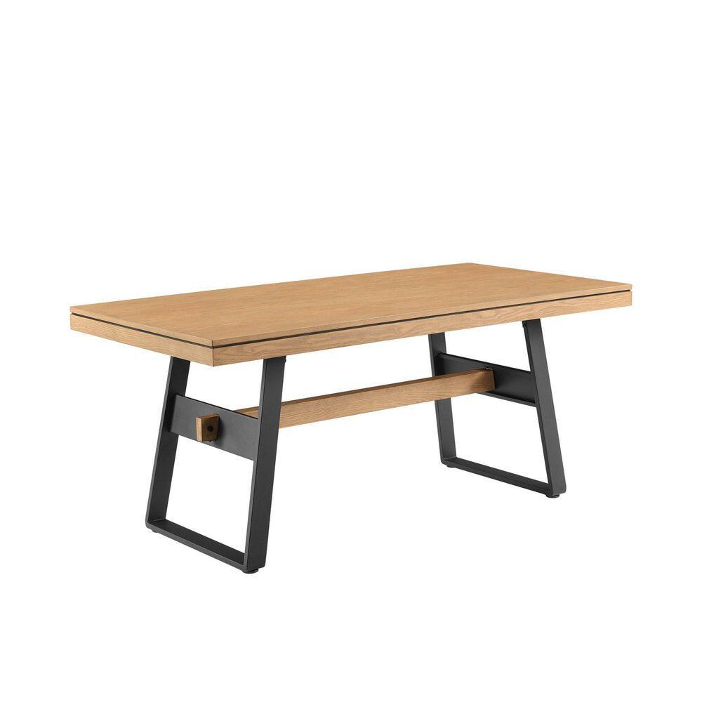 Light Oak Industrial Metal and Wood 72" Dining Table