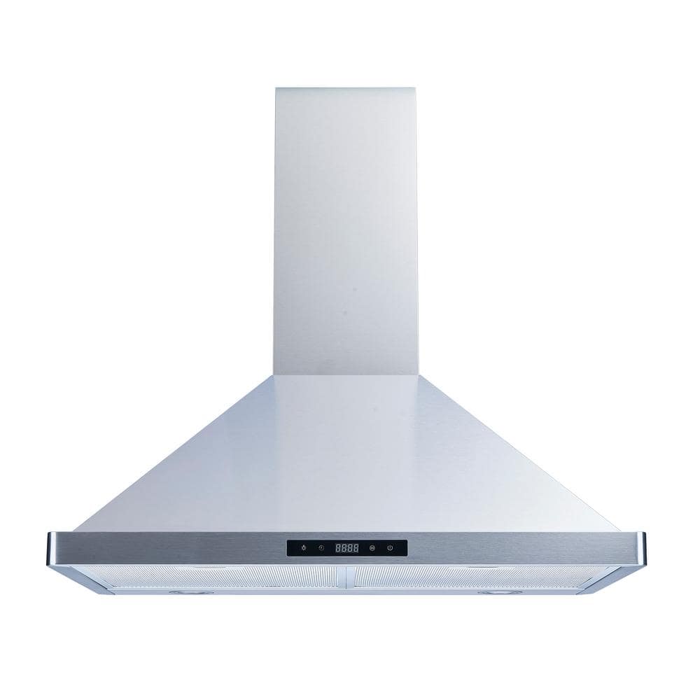 Winflo 30 in. 475 CFM Convertible Wall Mount Range Hood in Stainless Steel with Mesh Filters and Touch Sensor Control, Silver