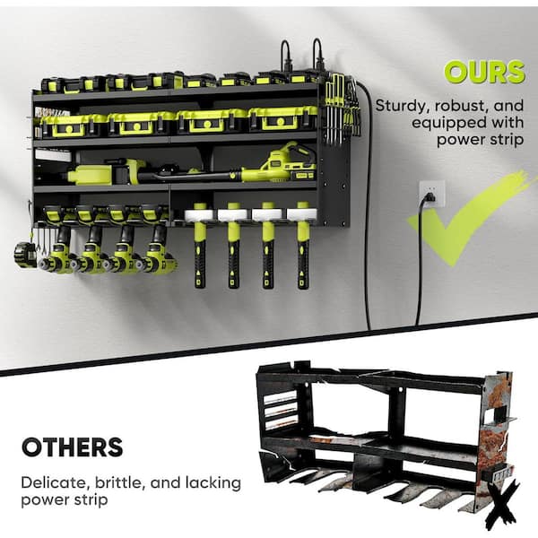 YICHUHAOXI 33 in. Black Power Tool Organizer Wall Rack with 4