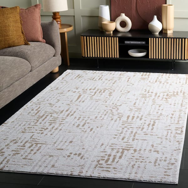 Slate 9 ft. x 12 ft. Ivory/Taupe Abstract Modern Area Rug