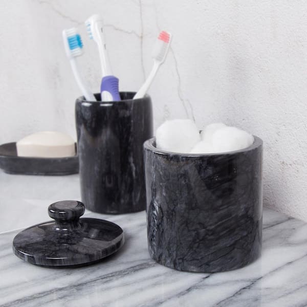Trademark Global Mason Jar Bathroom Accessories 5-Piece Bath Accessory Set  with Toothbrush Holder, Soap Dispenser, 2 Small Jars (Black) ST-BATH2-BLK -  The Home Depot