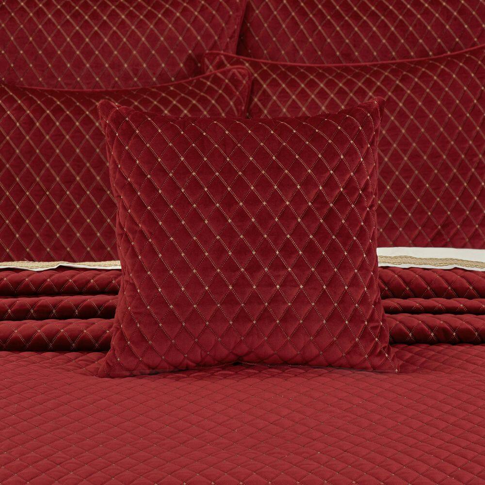 Grandeur Crimson Embroidered Square Throw Pillow Set