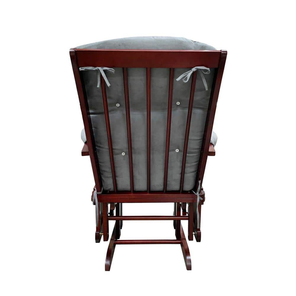 Cherry & Gray Microfiber Glider Chair with Ottoman