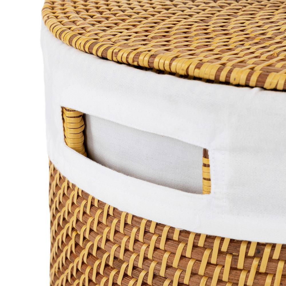 Handwoven Natural Wicker Lidded Laundry Hamper Set