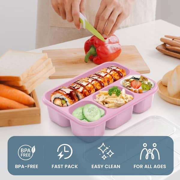 Lynzavix Plastic Snackle Box Container with 4-Compartment Bento