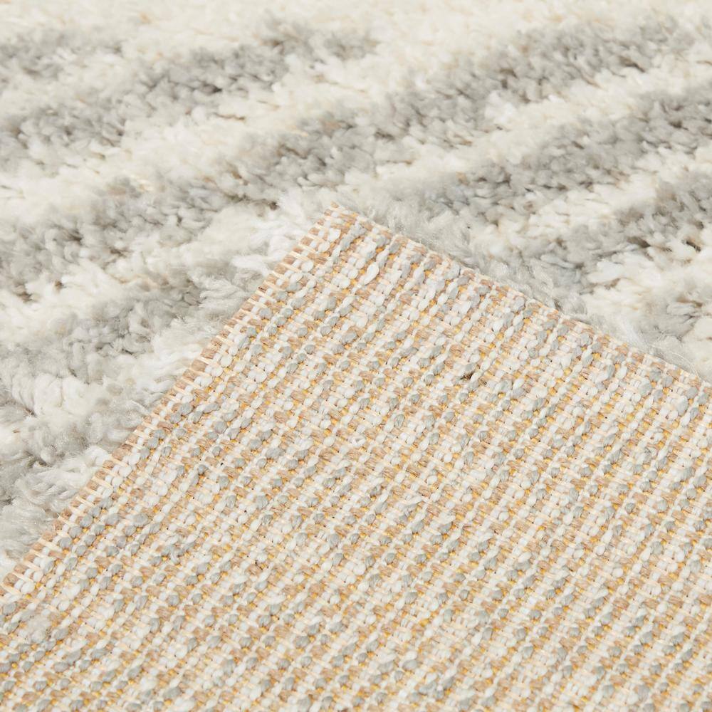 Luxurious Reversible Stripe Shag Rug 8' x 10' White/Grey