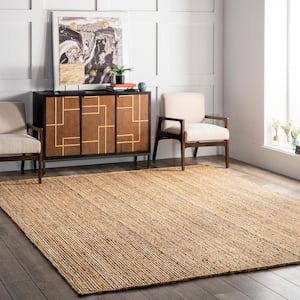 Rigo Chunky Loop Natural Jute Tan 5 ft. x 8 ft. Farmhouse Area Rug