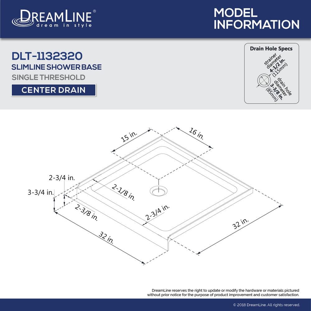 SlimLine 60" x 36" Biscuit Acrylic Rectangular Shower Base