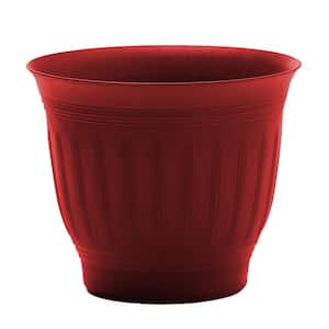 11 in. W x 9 in. H Burnt Red Plastic Round Pot Planter