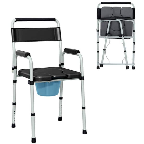 Folding Bedside Commode Chair for Seniors, Adults, Handicap, Raised Toilet Seat with Handle, Adjustable Height, 330 lbs.
