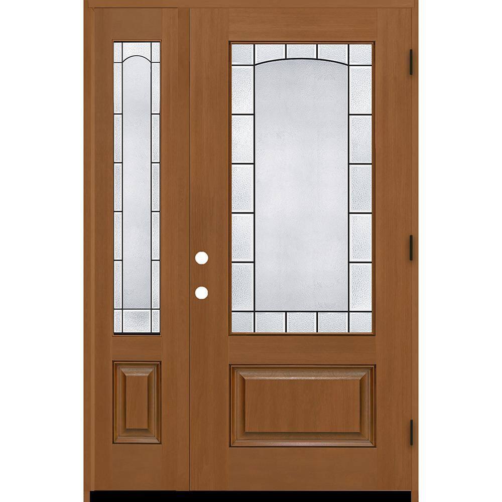 Regency 53 in. x 80 in. 3/4L Empire Decorative Glass LHOS AtmnWht Mahogany Fiberglass Prehung Front Door w/14in-SL6-9/16 price history on PriceWatchPro