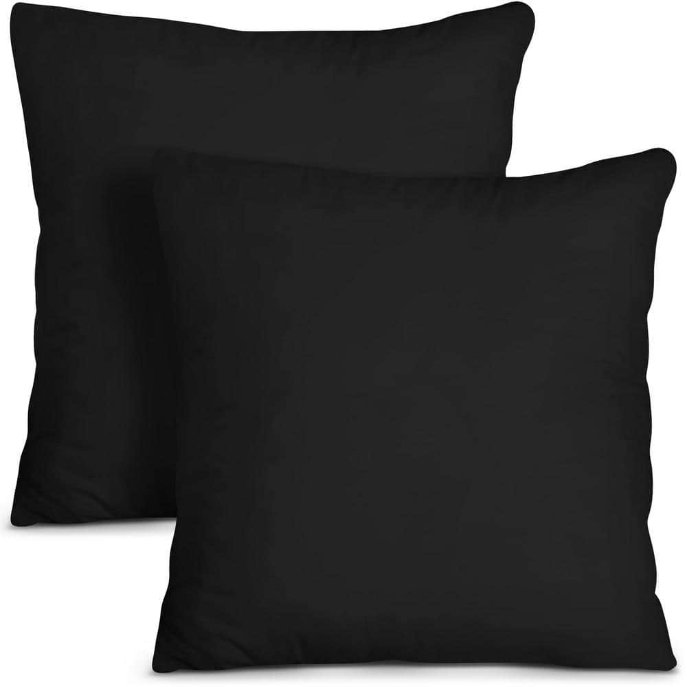 Afoxsos 16 x 16 Outdoor Couch Cushion Insert, Throw Pillows Black Cushion for Indoor/Outdoor Decorative Pillows-(Pack of 2)