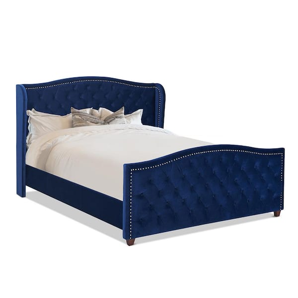 Jennifer Taylor Marcella Navy Blue King, Navy Upholstered Bed Frame King