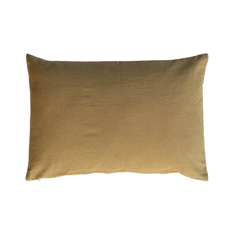 Multicolor Cotton Velvet Birds and Flowers Lumbar Pillow
