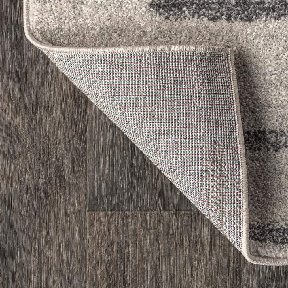 Aya 8' x 10' Gray and Cream Synthetic Stripe Area Rug