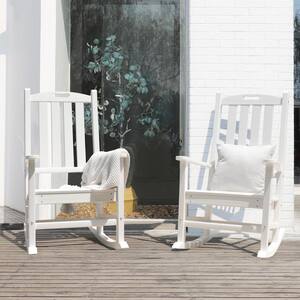 2-Pcs Plastic Outdoor Rocking Chair Set, White