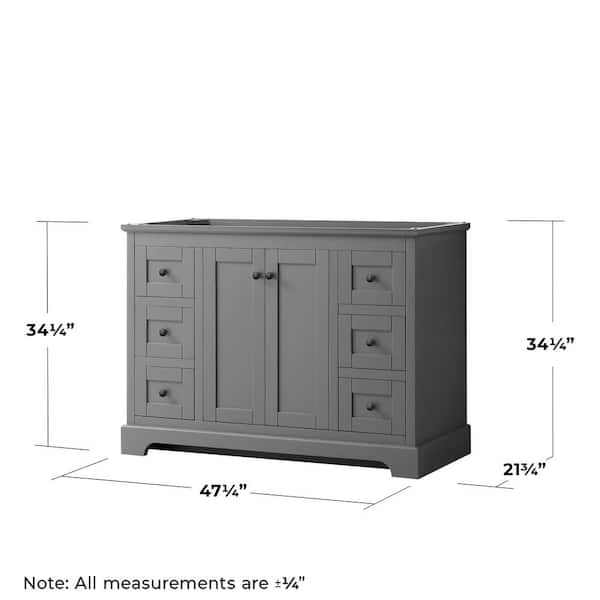 Wyndham Collection Avery 47.25-in Dark Gray Bathroom Vanity Cabinet