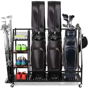 Golf Bags Storage Garage Organizer Golf Bag Rack for 3 Golf Bags and Golf Equipment Accessories Golf Club Storage Stand