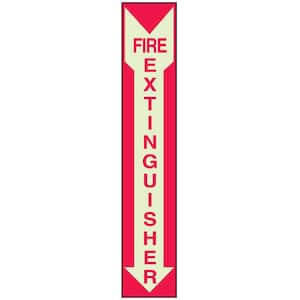 14 in. x 5 in. Glow-in-the-Dark Self-Stick Polyester Fire Extinguisher Sign