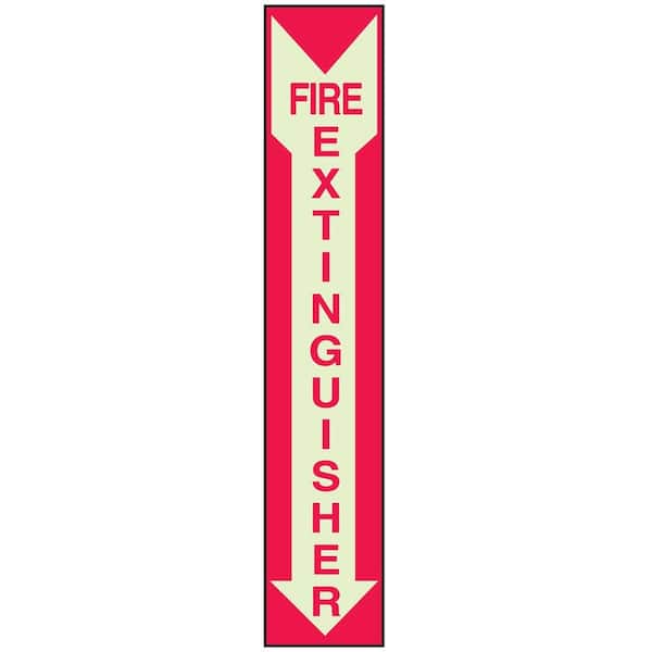 Brady 14 in. x 5 in. Glow-in-the-Dark Self-Stick Polyester Fire Extinguisher Sign
