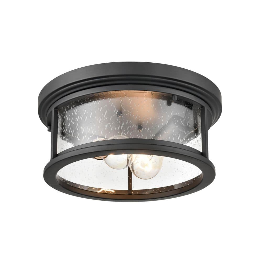 Bresley 12" Black Glass 2-Light Flush Mount