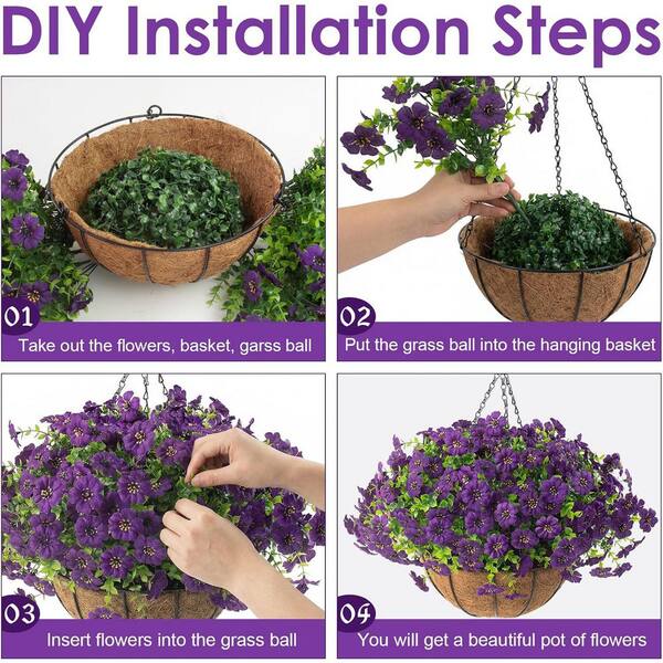 18.9 in. Purple Outdoor Artificial Chrysanthemum Flowers with