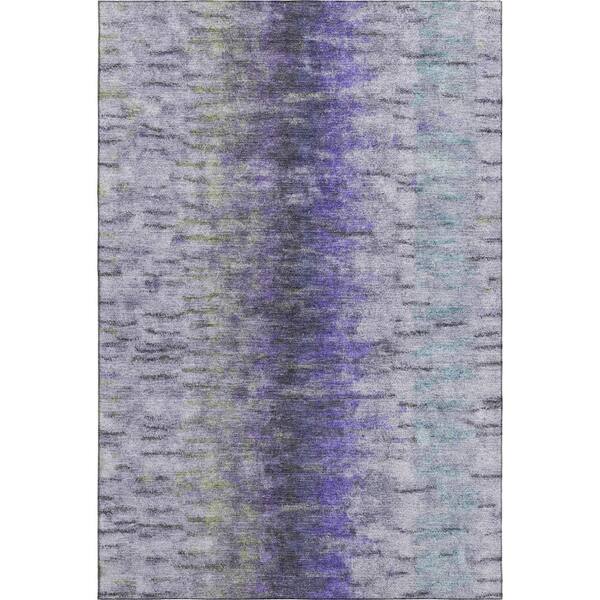 Mayfield Premium Machine Washable Abstract AMF2319 Purple 3 ft. x 5 ft. Area Rug
