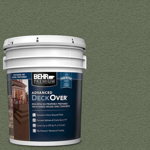 BEHR Premium Advanced DeckOver 5 gal. #SC-126 Woodland Green Textured Solid Color Exterior Wood and Concrete Coating