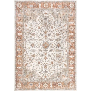 Leanne Traditional Faded Fringe Beige 6 ft. 7 in. x 9 ft. Area Rug