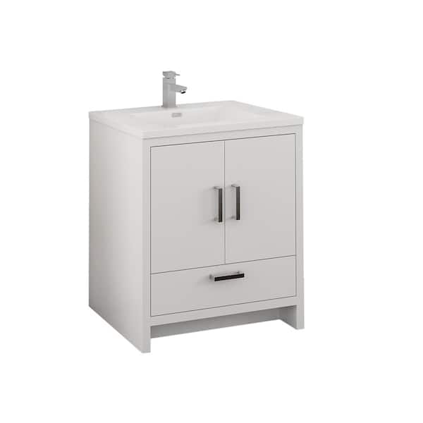 Fresca Imperia 30 in. Modern Bathroom Vanity in Glossy White with Vanity Top in White with White Basin