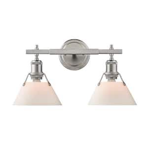 Details about   Orwell PW 2-Light Pewter Bath Light with Navy Blue Shade by Golden Lighting 