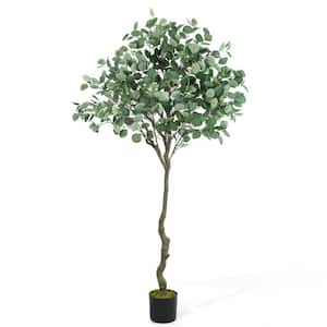 6 ft. Green Artificial Eucalyptus Tree, Natural Large Faux Plants, UV Resistant Artificial Outdoor Plants