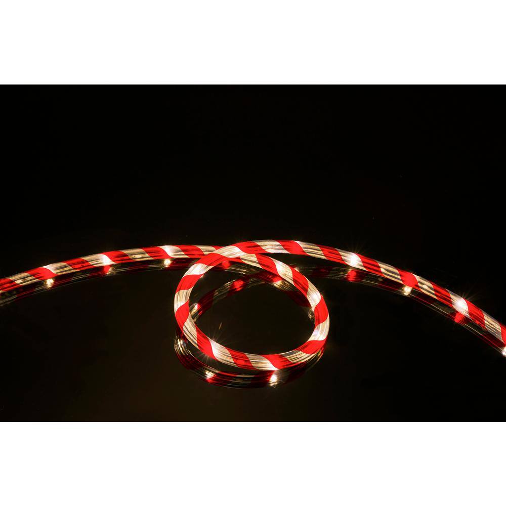Meilo 16 ft. Integrated LED Warm White Candy Cane Rope Light RL16-CANDY ...